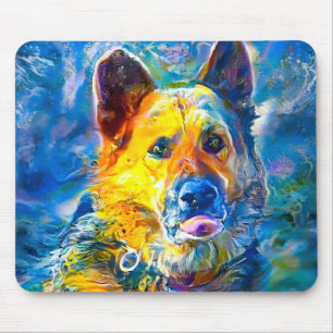 Halo: Portrait of a German Shepherd Mouse Pad