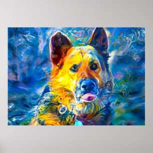 Halo:  Portrait of a German Shepherd  Poster