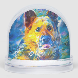 Halo:  Portrait of a German Shepherd  Snowglobe