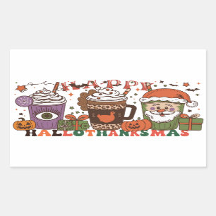 "HaloThanksMas" Meaningful Gift for Holiday Season Rectangular Sticker