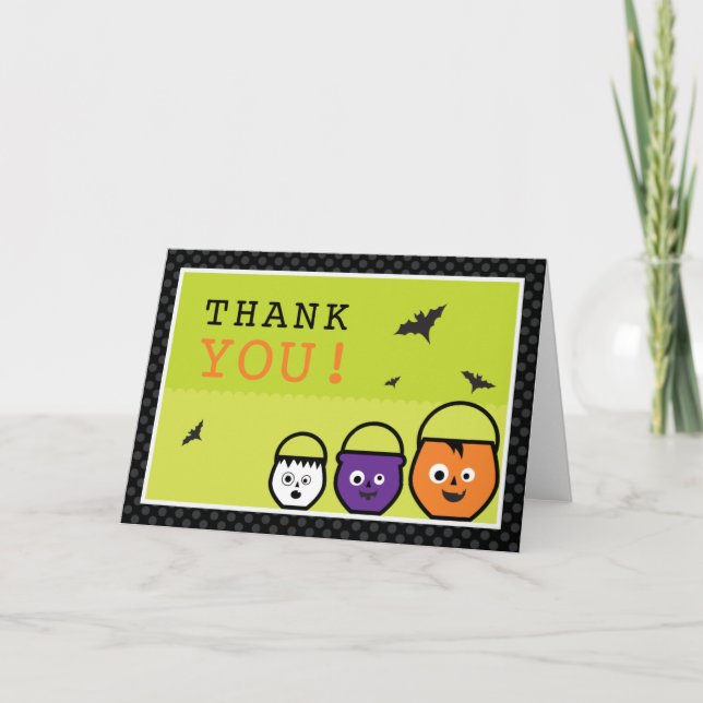 Haloween "Candy Pails"  Thank You Card (Front)