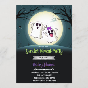 Haloween ghost gender reveal party invitation