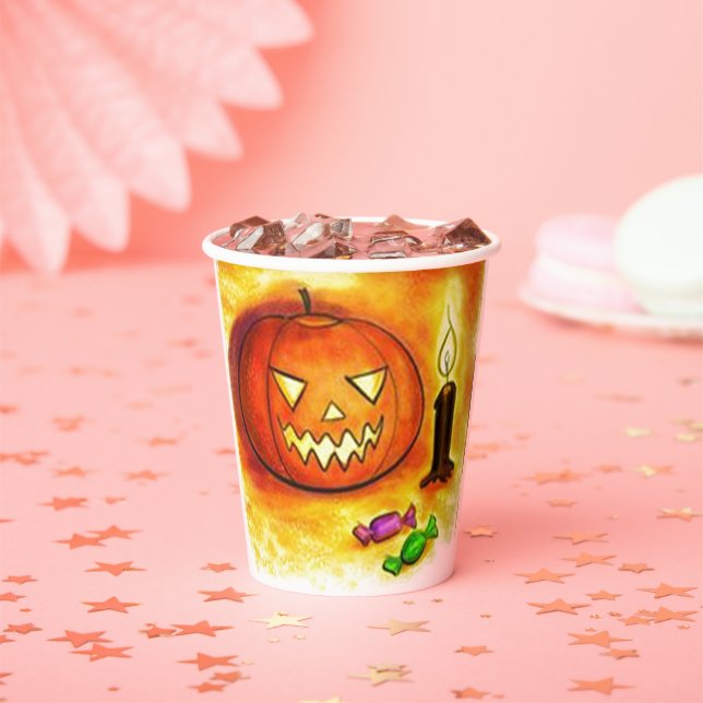 Haloween pumfin face  paper cups (Insitu)