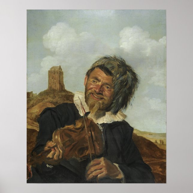 Hals - Man Playing The Violin In A Dune Landscape Poster (Front)