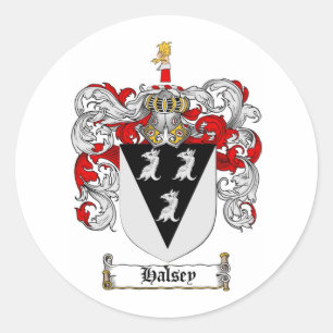 HALSEY FAMILY CREST -  HALSEY COAT OF ARMS CLASSIC ROUND STICKER