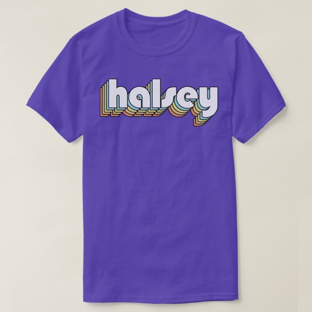 Halsey Retro Rainbow Typography Faded Style T-Shirt (Design Front)