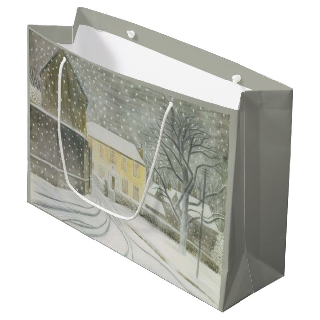 Halstead Road in Snow (by Eric Ravilious) Large Gift Bag (Front Angled)
