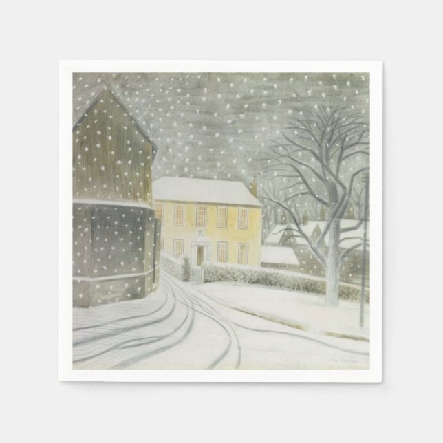 Halstead Road in Snow (by Eric Ravilious) Napkin (Front)