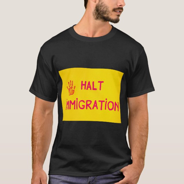 HALT  IMMIGRATION  Men's Basic Dark T-Shirt (Front)