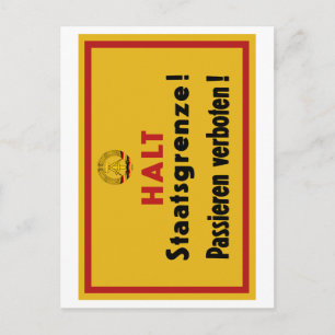 Halt Staatsgrenze! Berlin Wall, Germany Sign Postcard