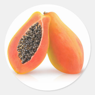 Halved papaya classic round sticker