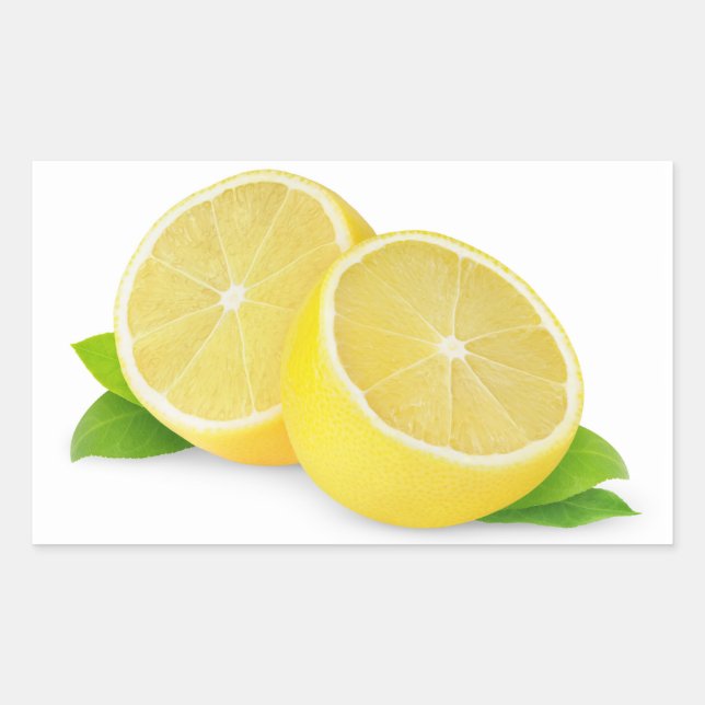 Halves of fresh lemon rectangular sticker (Front)