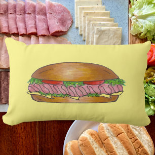 Ham and Cheese Deli Sandwich Sub Hoagie Grinder Lumbar Cushion