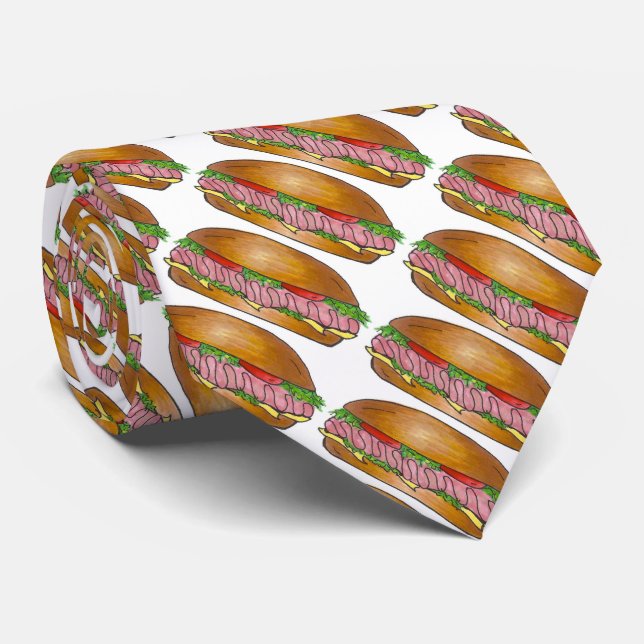 Ham and Cheese Hoagie Sub Grinder Sandwich Tie (Rolled)