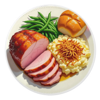 Ham, Beans and Potatoes Dinner Ceramic Knob