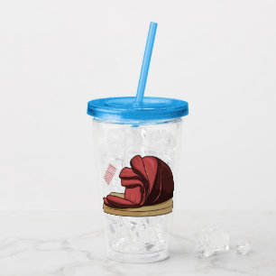 Ham cartoon illustration acrylic tumbler