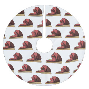 Ham cartoon illustration  brushed polyester tree skirt