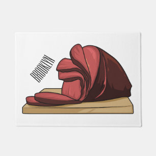 Ham cartoon illustration doormat