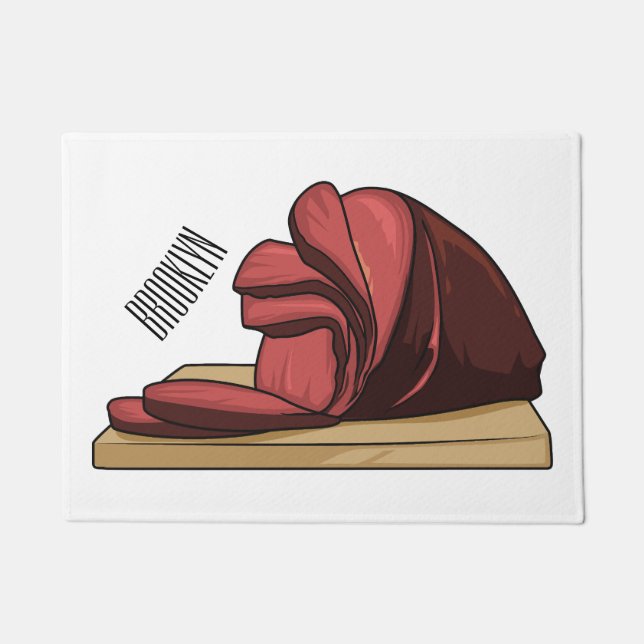 Ham cartoon illustration  doormat (Front)