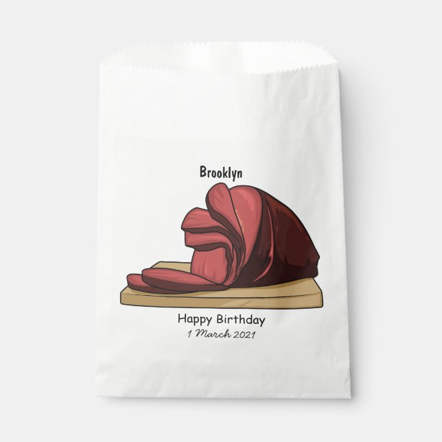 Ham cartoon illustration favour bag (Front)