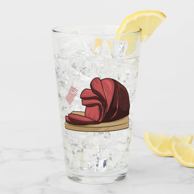 Ham cartoon illustration  glass (Back Ice)