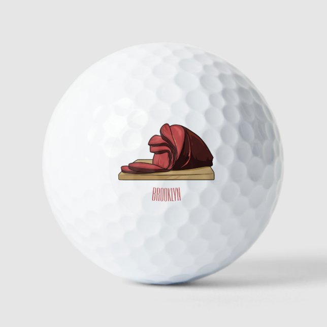 Ham cartoon illustration  golf balls (Front)