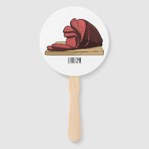 Ham cartoon illustration hand fan