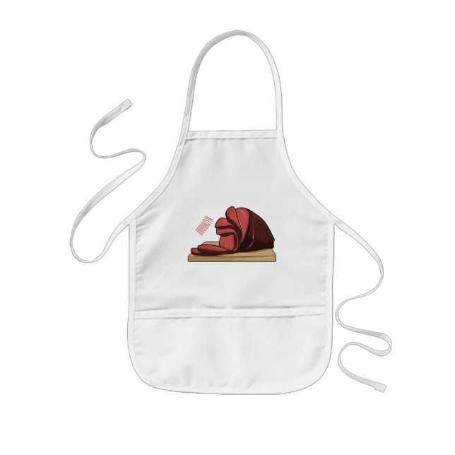 Ham cartoon illustration  kids apron (Front)