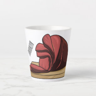 Ham cartoon illustration  latte mug