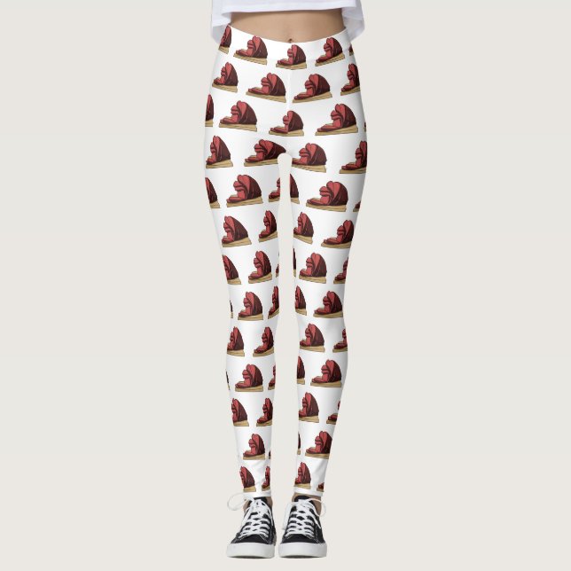 Ham cartoon illustration  leggings (Front)