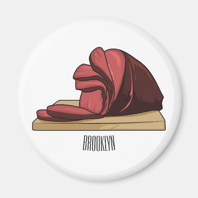 Ham cartoon illustration  magnet (Front)