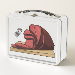 Ham cartoon illustration metal lunch box