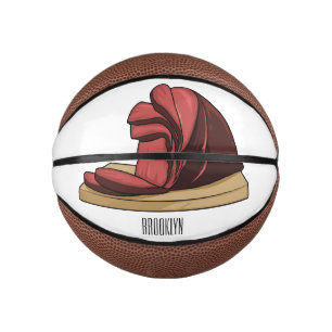 Ham cartoon illustration mini basketball