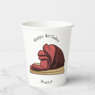 Ham cartoon illustration paper cups