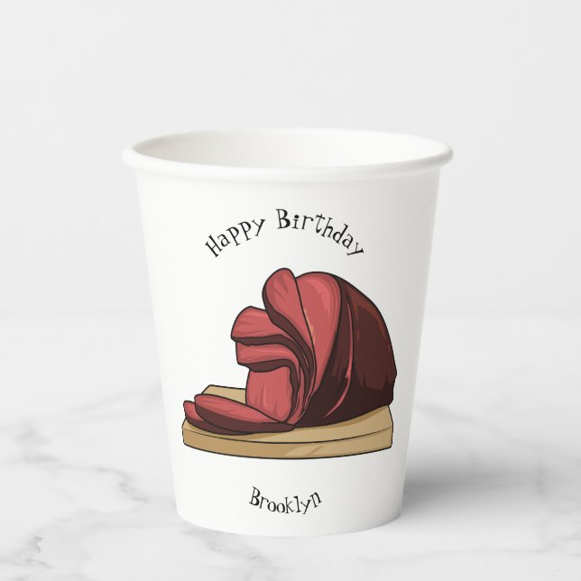 Ham cartoon illustration paper cups (Front)