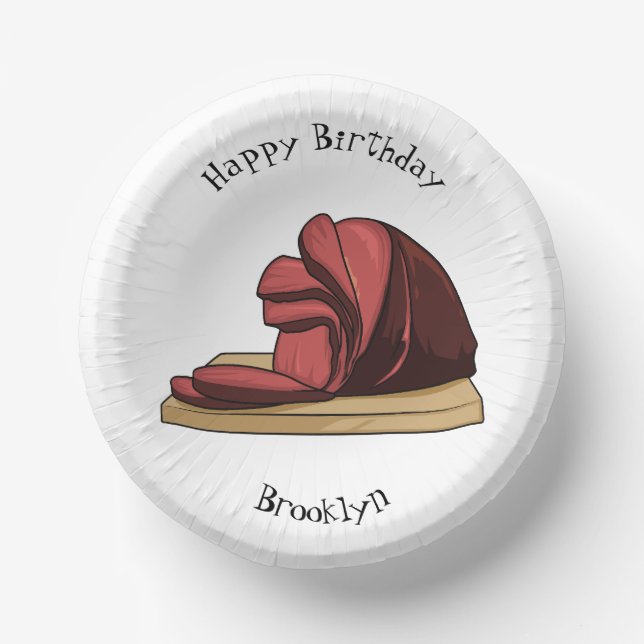 Ham cartoon illustration paper plate (Front)