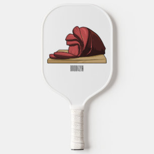Ham cartoon illustration pickleball paddle