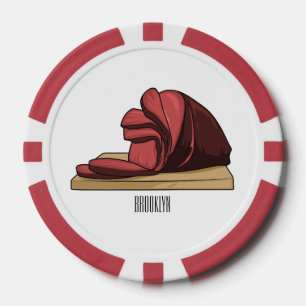 Ham cartoon illustration poker chips