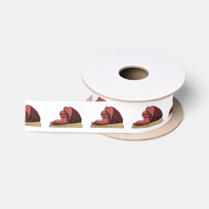 Ham cartoon illustration satin ribbon