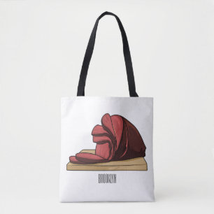Ham cartoon illustration tote bag