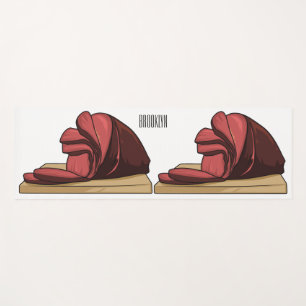 Ham cartoon illustration yoga mat