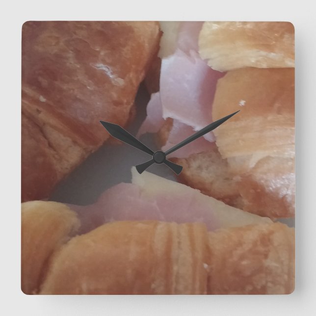 ham cheese croissants bread wall clock (Front)