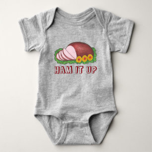 HAM IT UP Holiday Ham Pineapple Christmas Dinner Baby Bodysuit