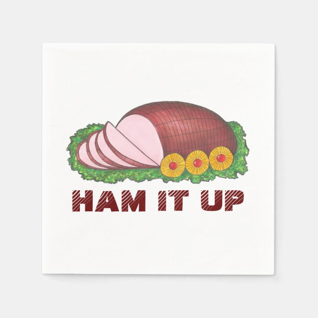HAM IT UP Holiday Hams Christmas Dinner Napkins (Front)