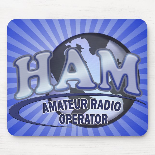 HAM LOGO BLUE AMATEUR RADIO OPERATOR MOUSE PAD (Front)