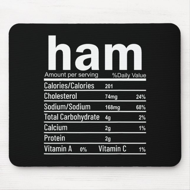Ham Nutrition Facts Funny Thanksgiving Christmas F Mouse Pad (Front)