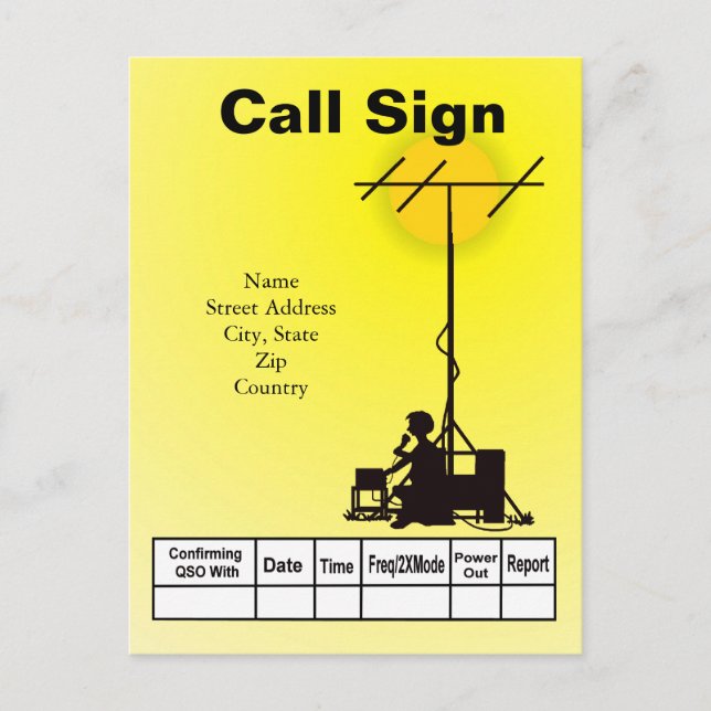 Ham Operator Outdoor Silhouette QSL Card (Front)