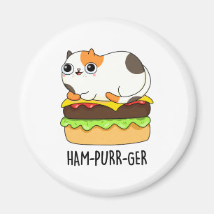 Ham-Purr-Ger Cute Kitty Cat Hamburger Pun Magnet
