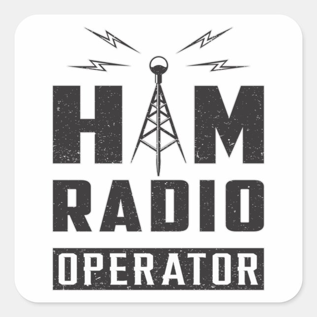 HAM Radio Amateur Frequency Operator Antenna Gift Square Sticker (Front)