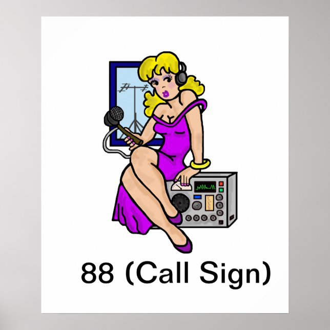 Ham Radio Blonde Pin-up Girl Poster  Customise It! (Front)
